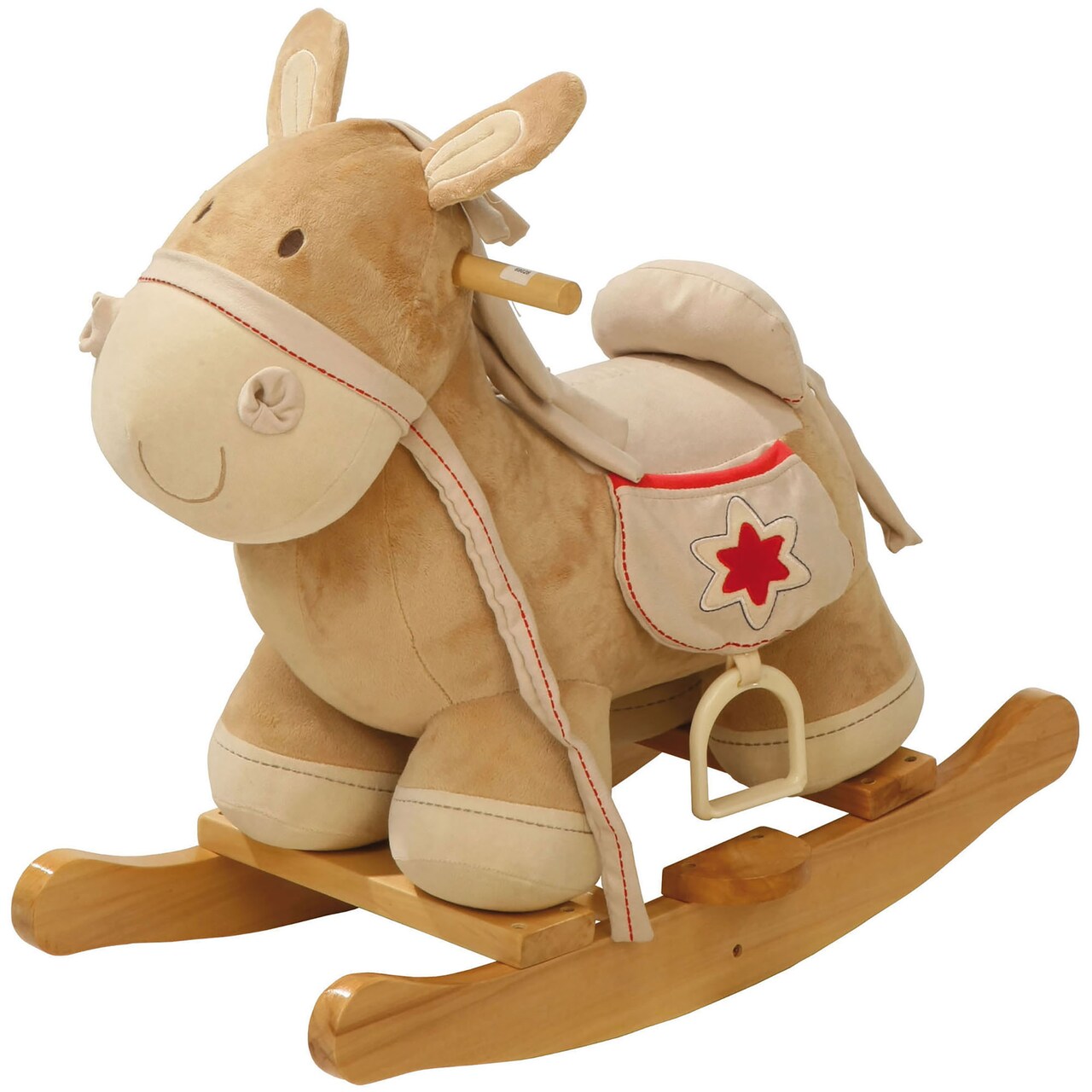 Roba Rocking Horse: Soft Plush - Rocking Animal With Solid Wood Rocker, Embroidered Upholstery & Stirrup, For 12+ Months
